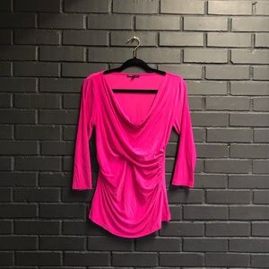 CHAUS Hot Pink Draped Gathered Top